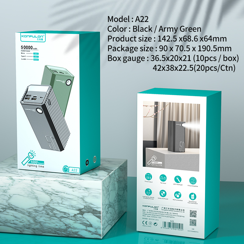 konfulon power bank 50000mah